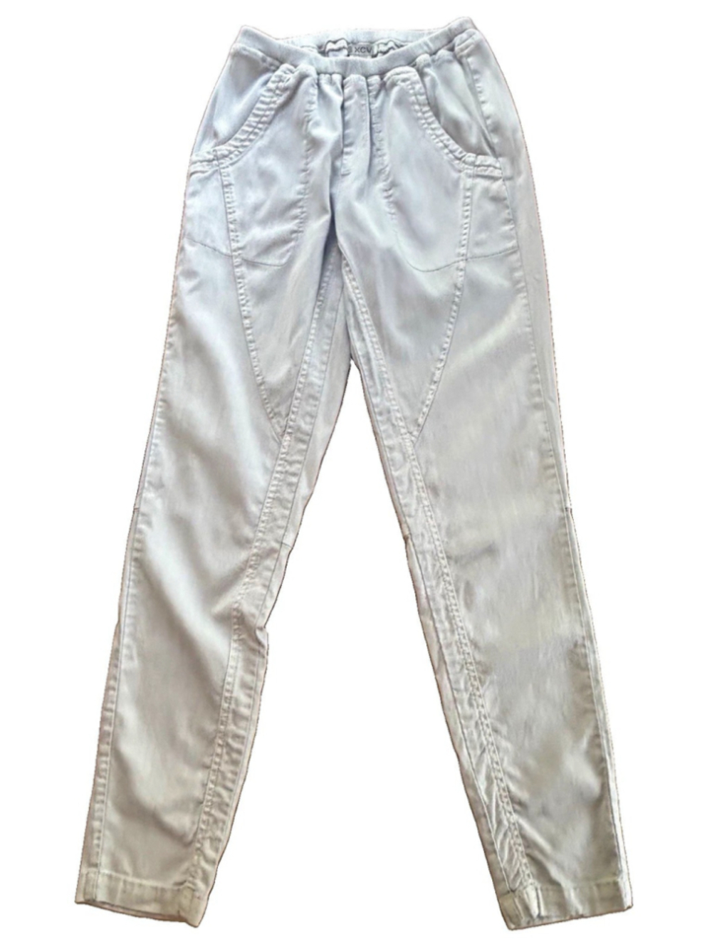 XCVI Womens XS Cargo Utility Pants Gray Tencel Stretch Pull On 21741